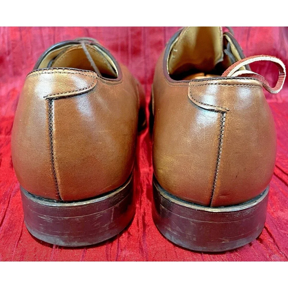 Mens Johnston & Murphy Tan Leather Cap Toe Oxford Dress Shoes sz 8D